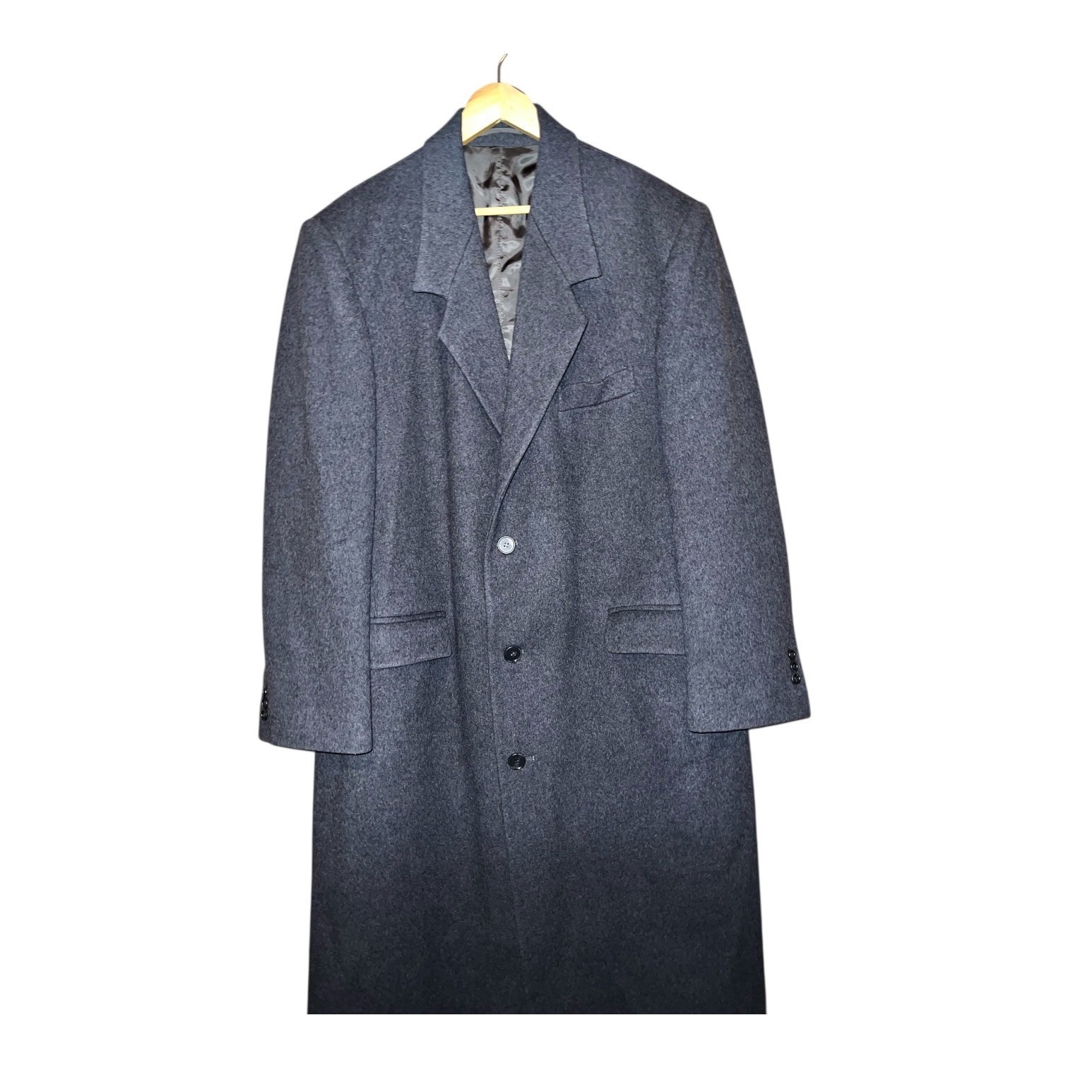 Stafford Mens Wool Blend Overcoat Classic Charcoal Grey Full Length Coat